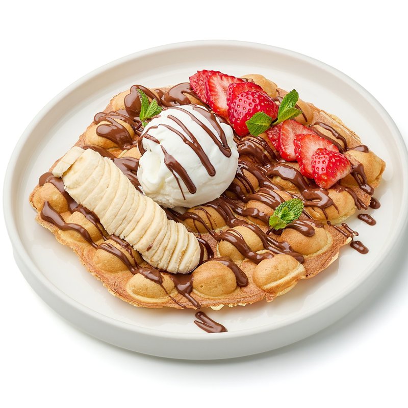 Banana and Strawberry Waffles