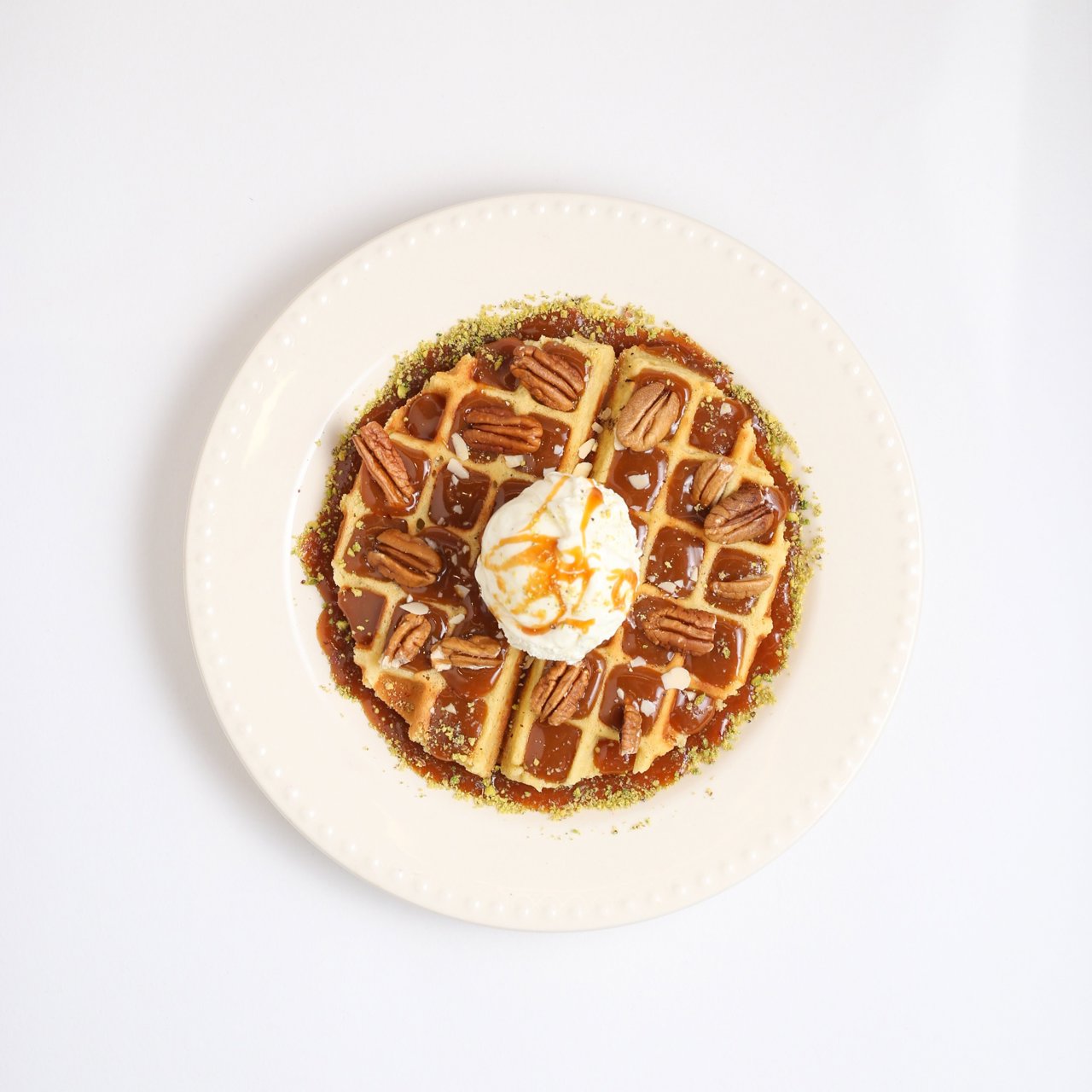 Caramel and Pecan Waffles